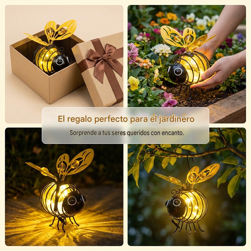 🌙🍃 Lámpara solar colgante con forma de abeja: luz cálida de tono ámbar, sin parpadeos; ideal para fiestas en el jardín, acampadas o habitaciones infantiles 🌞🌜