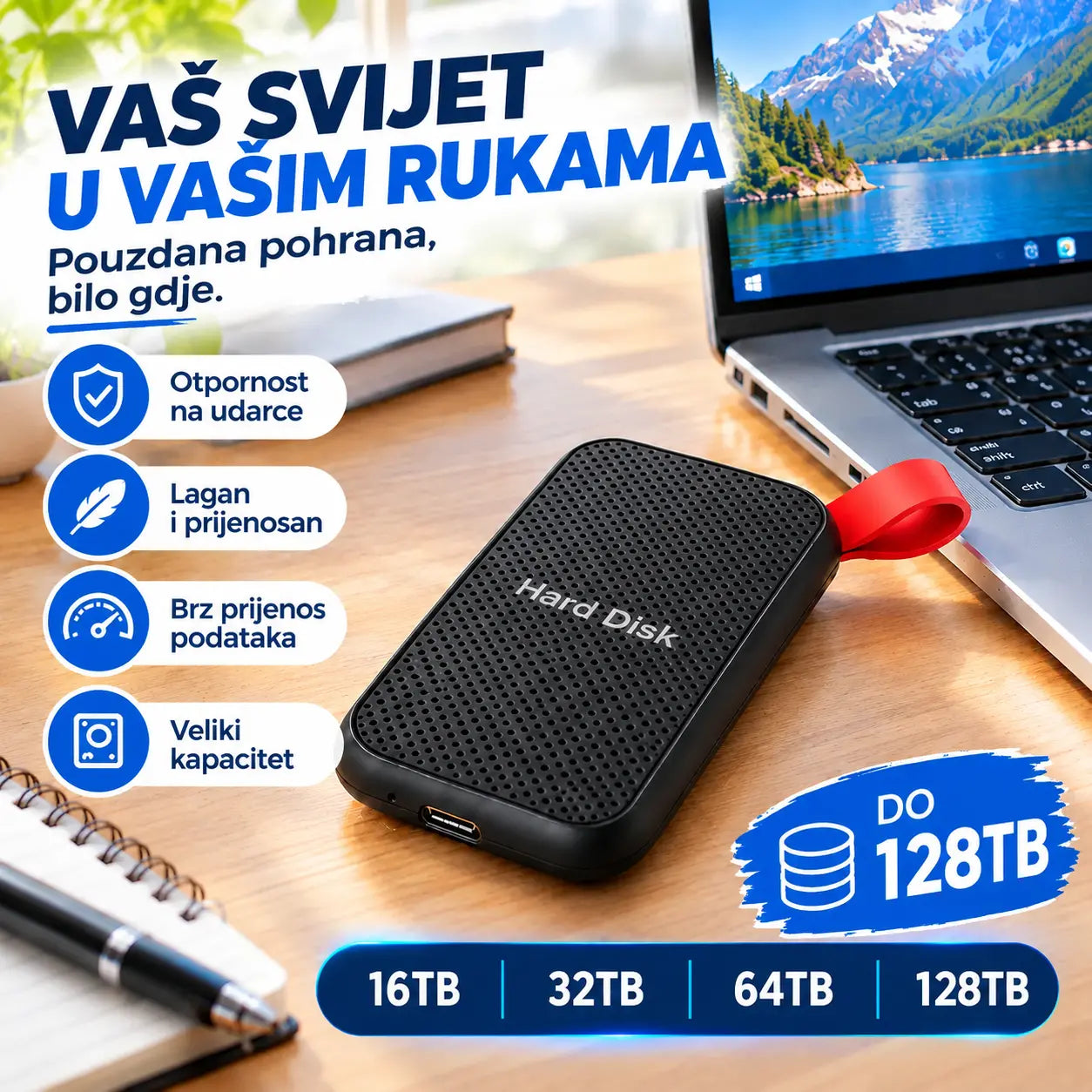 【16TB/32TB/64TB/128TB】⚡Prijenosni SSD diskovi velike brzine