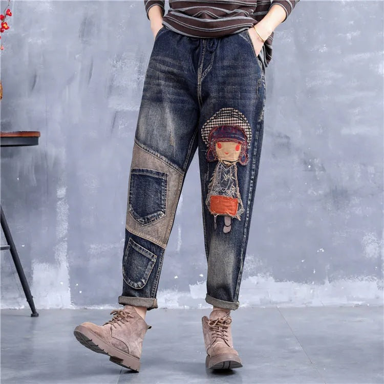 👖🔥👖【40-90 catties】👖2024 nuevos jeans clásicos bordados retro para mujer
