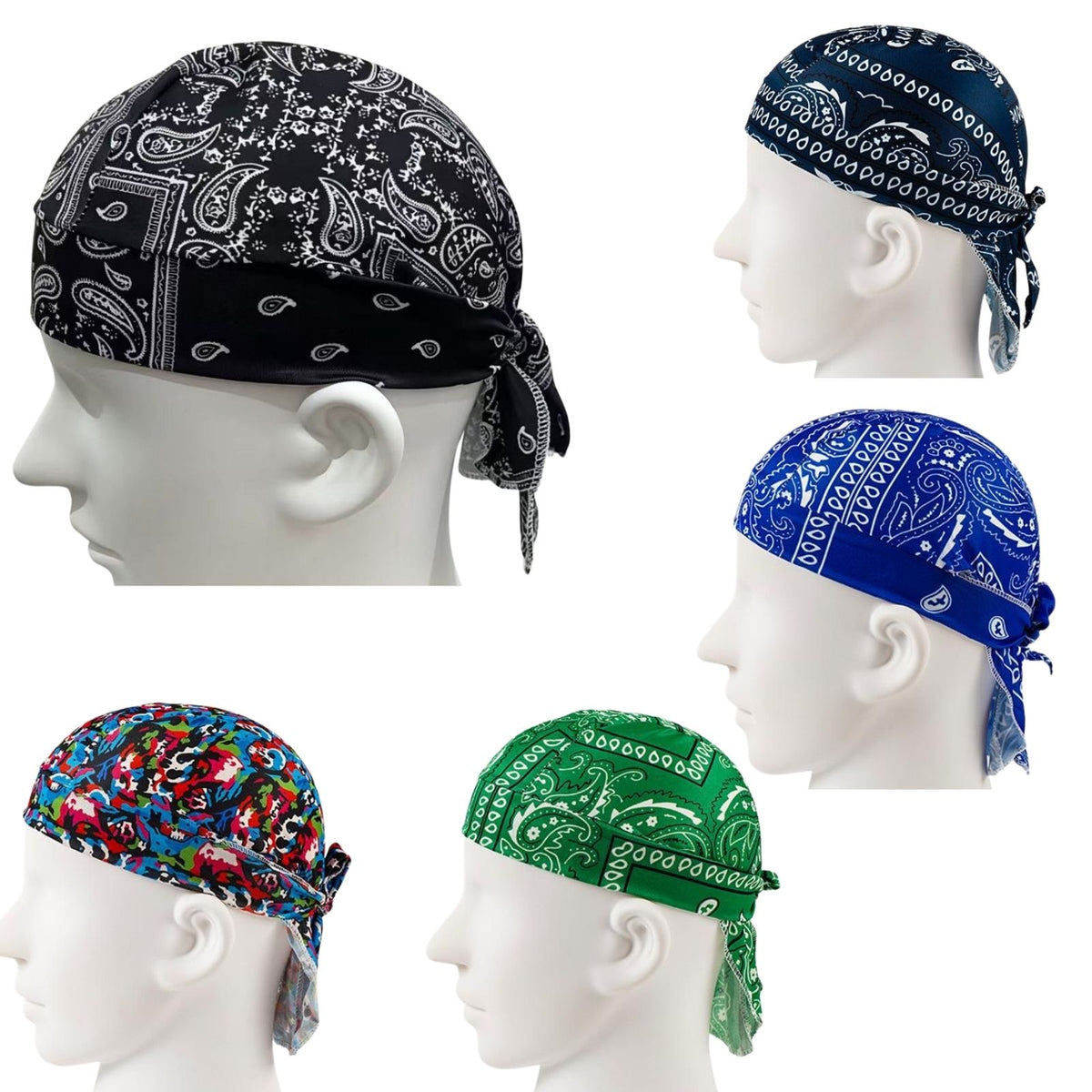 🏝【Paquete económico – 5 piezas】Gorra/diadema estilo hip-hop retro, absorbente del sudor, transpirable y que no resulta sofocante.