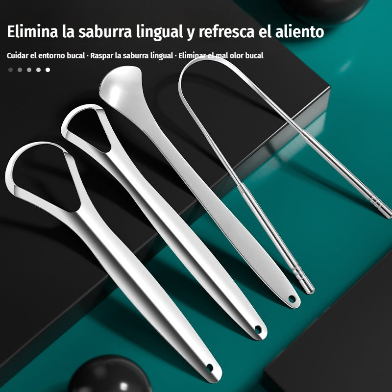 【Juego de 4 piezas】Juego de raspadores de lengua de acero inoxidable