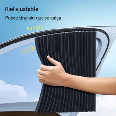 【Juego de 4 piezas】Cortina parasol con riel deslizante para ventana de coche y aislamiento térmico