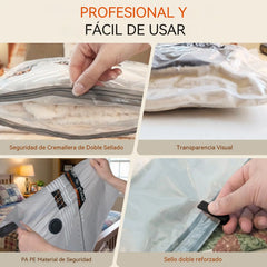 📦 S: 40×54CM + M: 47×64CM (2 uds.) + L: 54×74CM + bomba inalámbrica ⚡Bolsa de compresión al vacío con bomba eléctrica inalámbrica 🔋✨ | Diseño transparente con esquinas redondeadas | Ahorra espacio en segundos