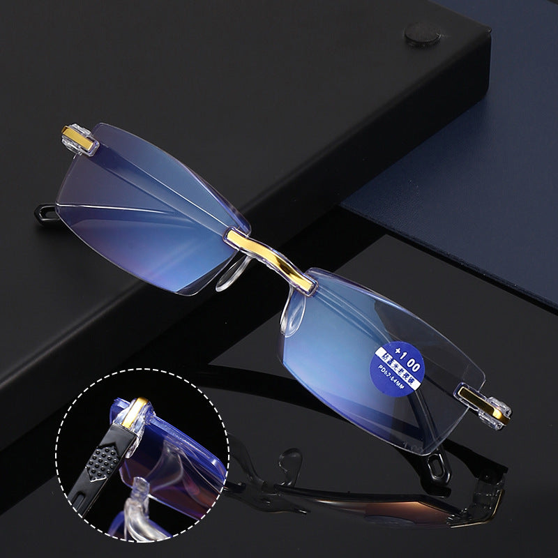 🧐【Oferta por tiempo limitado】👓️Gafas de lectura con bordes de corte de diamante que bloquean la luz azul