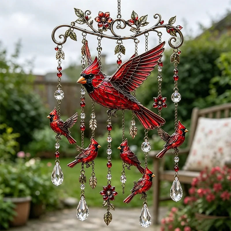 🐦Kristály szélcsengő kolibrivel és retró stílusú festett mintával