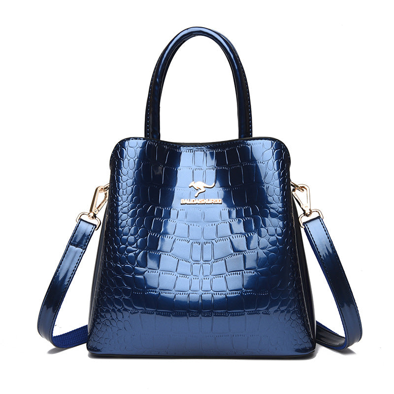 👜 ¡TIEMPO LIMITADO: 50% DE DESCUENTO! ✨ Bolso de mano brillante para mujer con estampado de cocodrilo: estructurado, detalles dorados, espacioso y elegante 💼