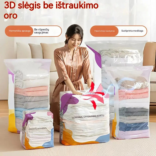 🧳【5 dalių rinkinys】💨 Didelis, suspaudžiamas vakuuminis maišas daiktams laikyti: nereikia siurblio, sandarus; idealiai tinka vietai taupyti lagamine ir namuose ✈️