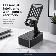 🔥 3 en 1: Altavoz Bluetooth + Cargador + Soporte 360° para Móvil 📱🔊⚡