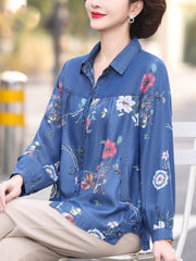 🔥【S-5XL】Camisa vaquera de seda helada para mamá de mediana edad