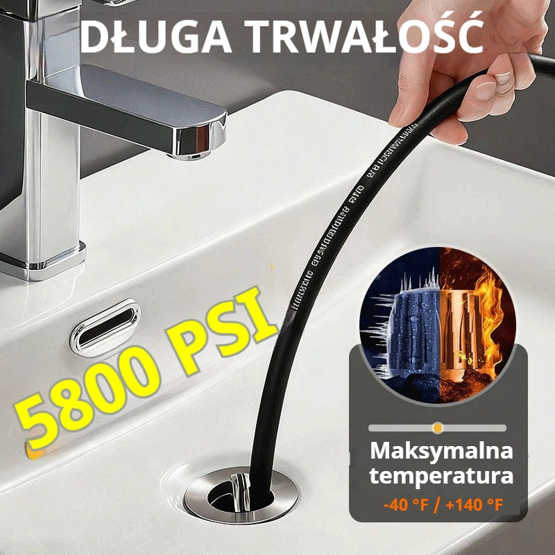 Zestaw do czyszczenia odpływów 5800 PSI – dysza wysokociśnieniowa i wąż do zatkanych odpływów/rur