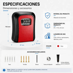 🔐 Caja fuerte para llaves con cerradura de combinación: antirrobo, impermeable, se puede instalar en la puerta sin taladrar 🏠