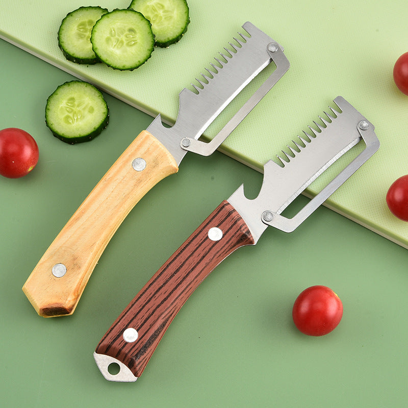 🔥Compre 1 y obtenga 1 gratis（2 piezas）🧅🔪 Pelador de cocina multifuncional 3 en 1: ¡Pela, pica verduras, corta carne y abre botellas! 🔥