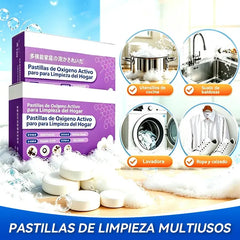 🧼【Compra 2 y llévate 2 gratis】(Total: 40 pastillas)💧 Pastillas Efervescentes de Oxígeno Activo y Enzimas | Limpiador Multiusos para Sarro, Manchas de Té, Ropa y Calzado ✨