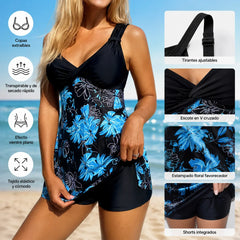 🏖️🌴【S-5XL】Conjunto de traje de baño estampado para vacaciones en la playa 2025