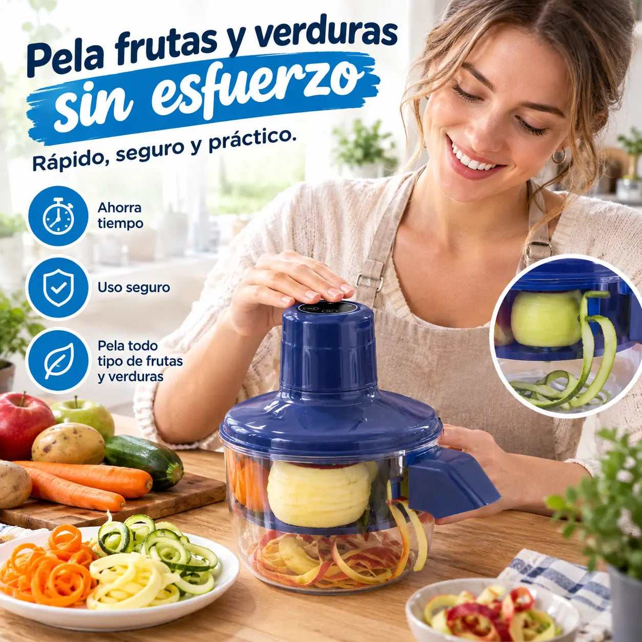 🍇🍎Máquina peladora de frutas doméstica totalmente automática