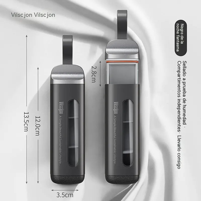 【Compra 1 y llévate 1 gratis】 Mini pastillero con tres compartimentos para uso matutino, vespertino y nocturno, portátil.