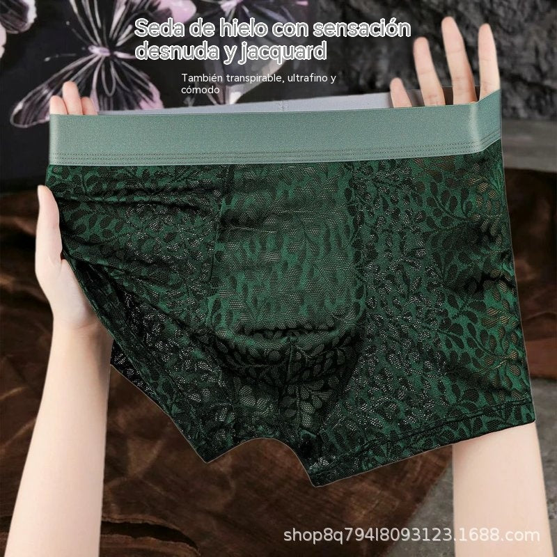 🔥【L-4XL】Ropa interior de malla de seda helada para hombre, tallas grandes, transpirable.