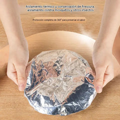✨【Paquete de 50 unidades】♻️🍲Tapa aislante reutilizable de papel de aluminio apta para alimentos