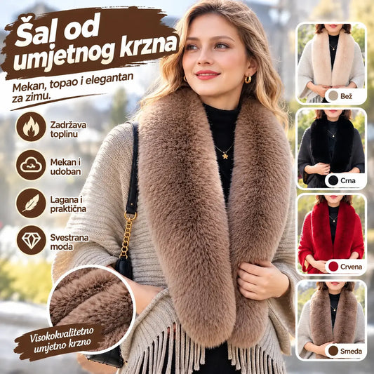 ❄️Elegantni i topli pleteni šal s plišanim ovratnikom, savršen za svaku prigodu i stvara sofisticiran izgled.