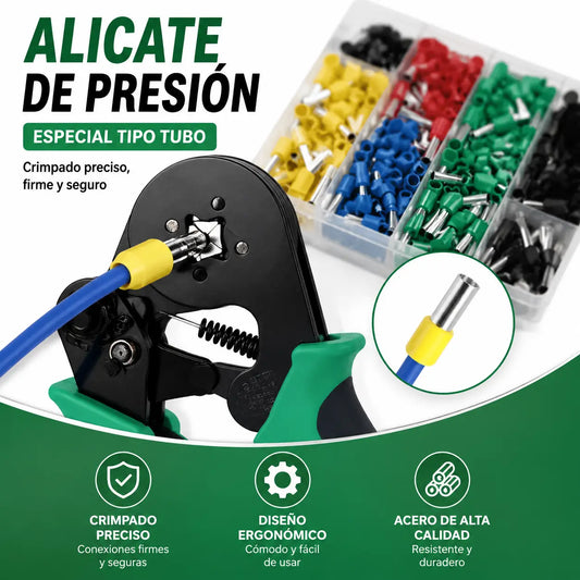 【800* Manguito terminal + 1* Alicates de crimpeado】🧰Kit de fundas para cables aislados, terminales y alicates de crimpeo