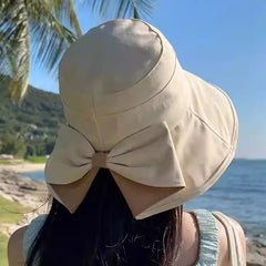 👒✨ Dámský sluneční klobouk s mašlí a širokou krempou – skládací, 360° ochrana 🎀