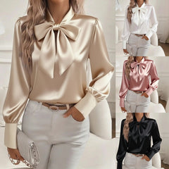 😍💕Camisa de seda de moda otoño e invierno 2025, estilo elegante.