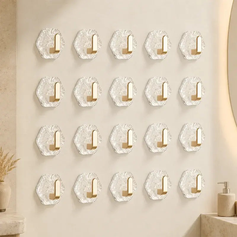 🧊✨ Pack de Ganchos Adhesivos sin Taladro | Súper Resistentes, Transparentes y Multiusos para Baño y Hogar
