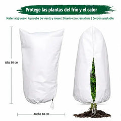 🧊【Juego de 3 piezas】🌱 Funda Antiescarcha para Plantas 60×80 cm – Tejido No Tejido con Cierre de Cremallera y Cordón Ajustable, Protege tus Cultivos del Frío 🔒