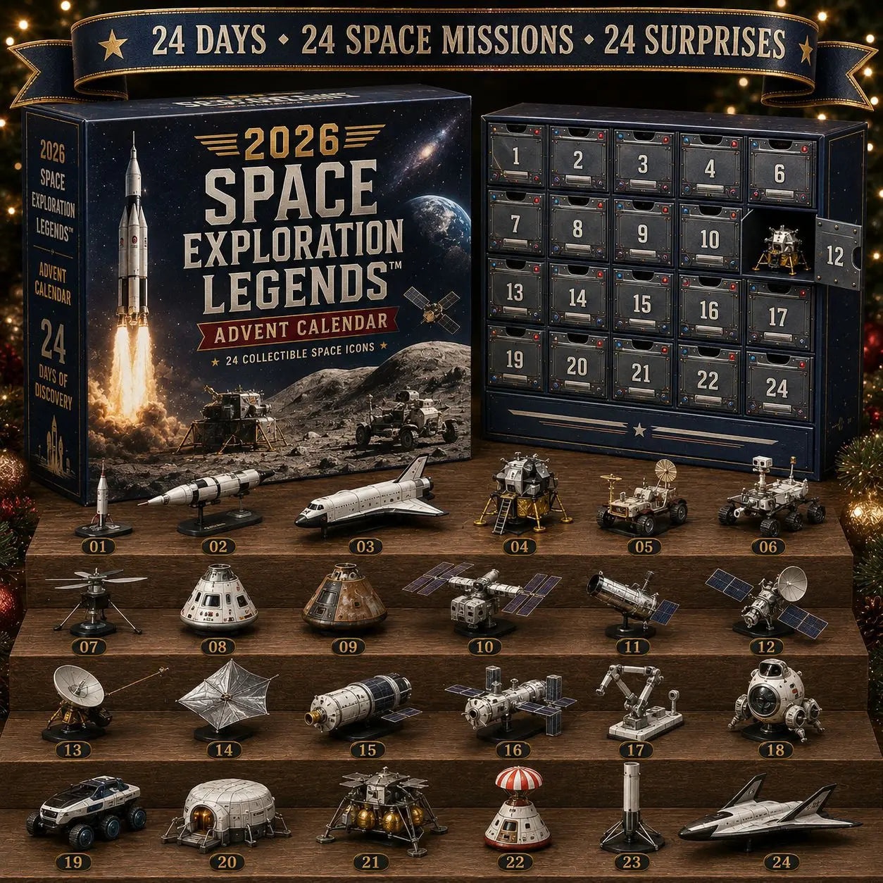 🚀✨Calendario de Adviento de Leyendas de la Exploración Espacial 2026: 24 días de misiones espaciales, 24 sorpresas coleccionables.