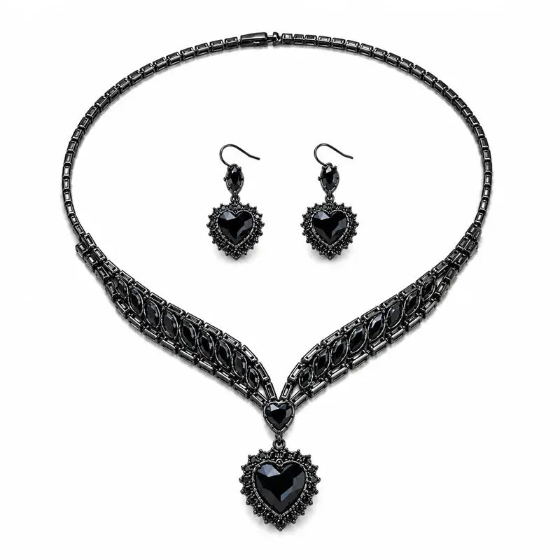 💍✨ Set de Collar y Pendientes de Circonita con Diseño de Corazón – Joyería de Lujo para Celebraciones y Ocasiones Especiales