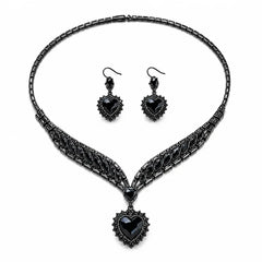 💍✨ Set de Collar y Pendientes de Circonita con Diseño de Corazón – Joyería de Lujo para Celebraciones y Ocasiones Especiales