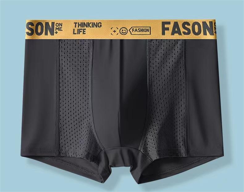 💥👍【6 piezas】Calzoncillos bóxer de malla transpirable de seda helada para hombre