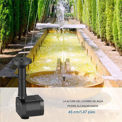 🌿☀️ Fuente solar para estanque de jardín: con múltiples boquillas, no requiere electricidad.