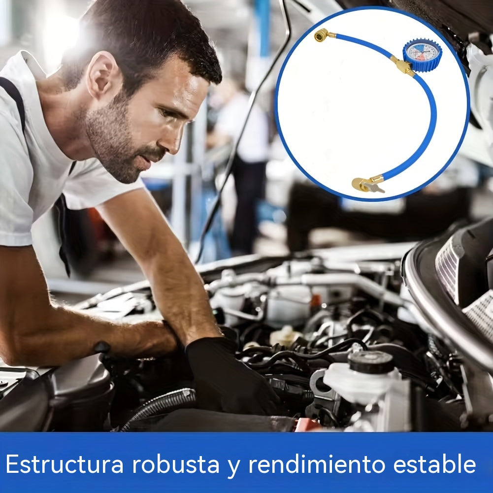 🔧❄️ Boquilla de llenado de refrigerante R134a para aire acondicionado con manómetro: a prueba de fugas, fácil de leer, apta para sistemas de aire acondicionado de automóviles, camiones o viviendas.