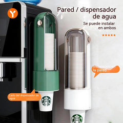 Dispensador de vasos desechables, para montaje en pared en el hogar.