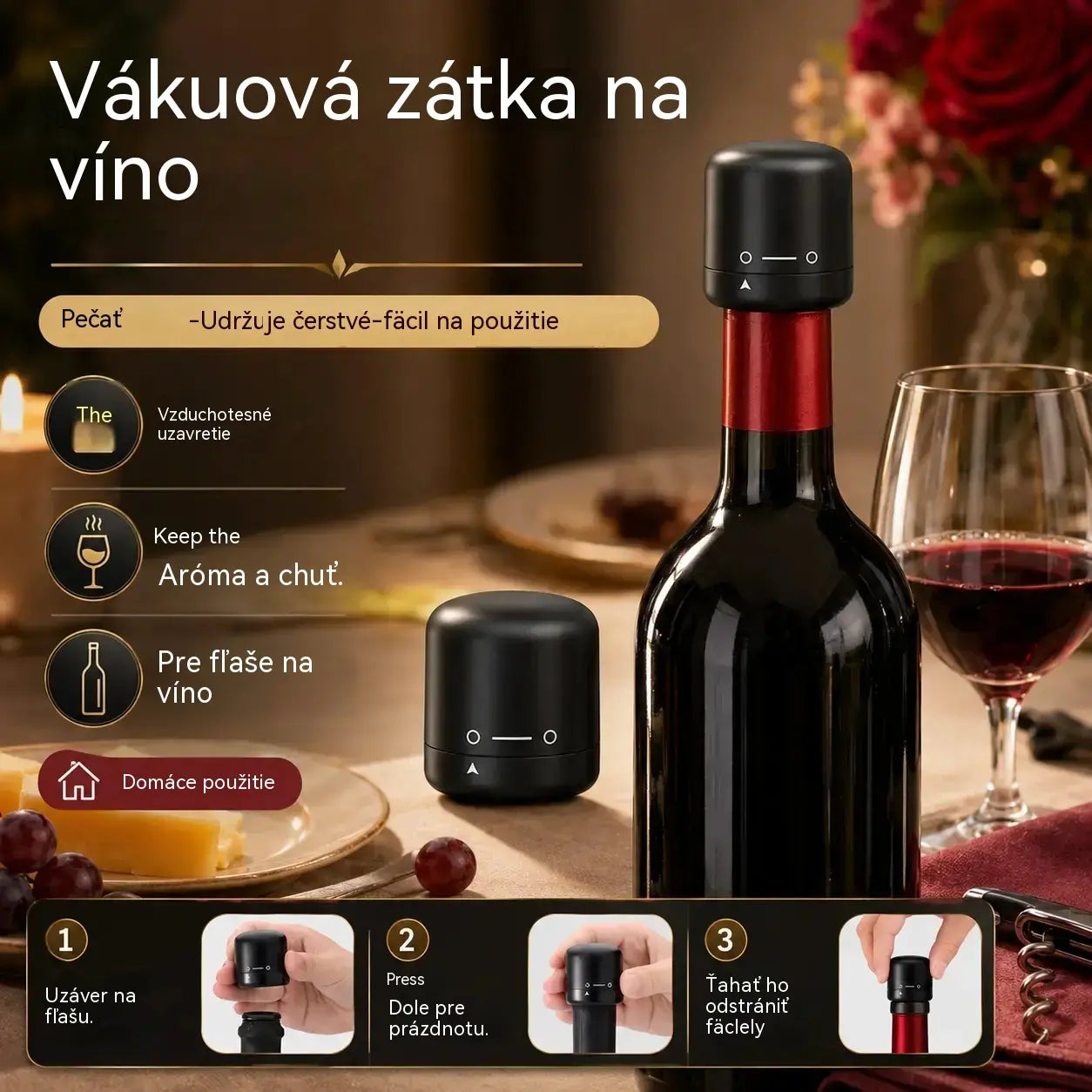 🔥4 kusy⏰🔥Časovo obmedzená ponuka! 🍾Vákuové zátky na fľaše vína🥳🍴