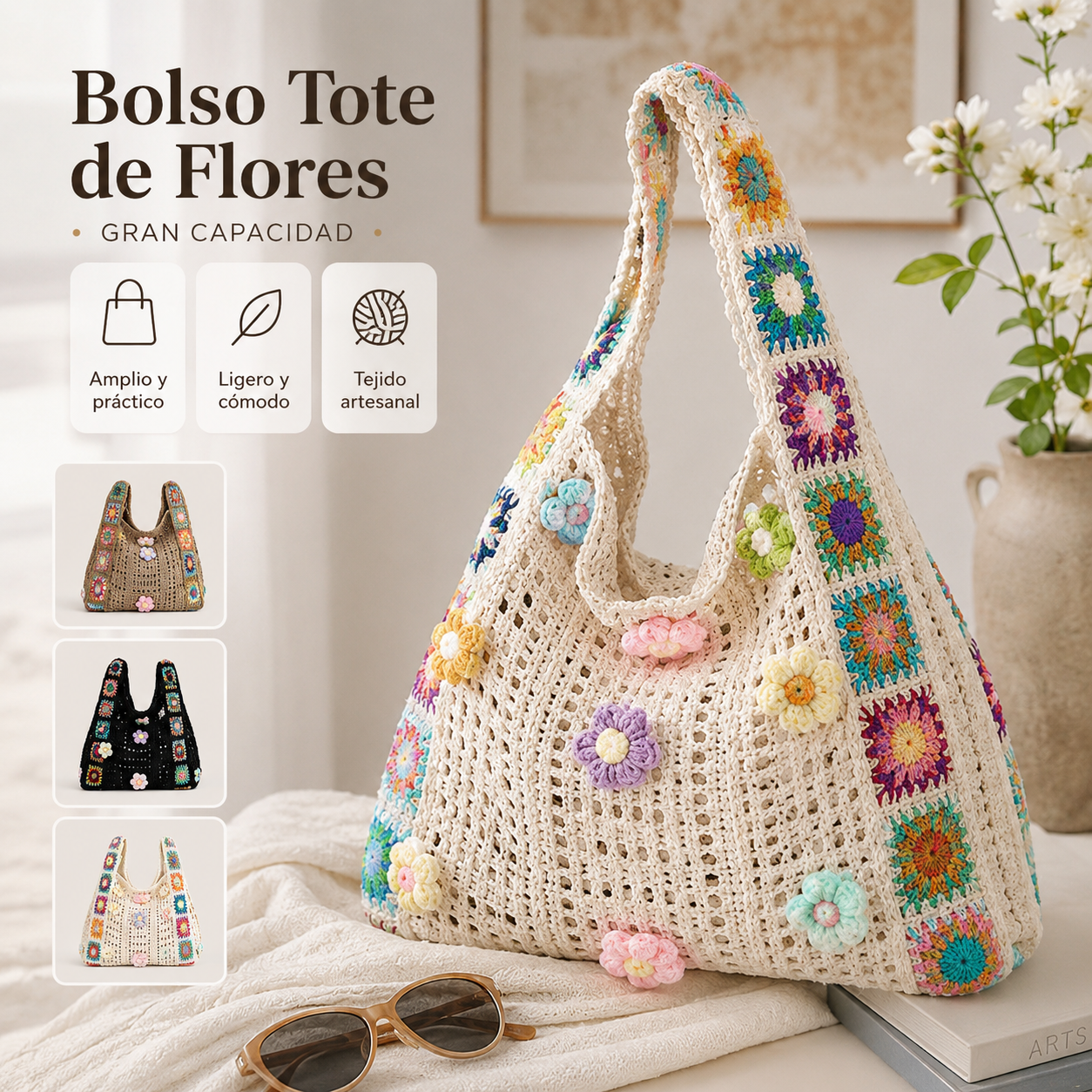 📢📢¡50% DE DESCUENTO! ⏰Bolso de hombro étnico de crochet para mujer