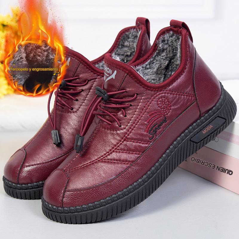 🔥【35-41】2025 Otoño e Invierno nuevas botas de cuero suave antideslizantes cálidas de cuero suave y terciopelo para mujer