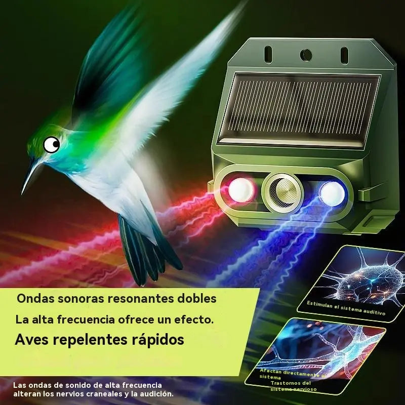 🔥Repelente solar ultrasónico para animales para exteriores: puede ahuyentar pájaros y animales.