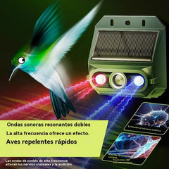 🔥Repelente solar ultrasónico para animales para exteriores: puede ahuyentar pájaros y animales.