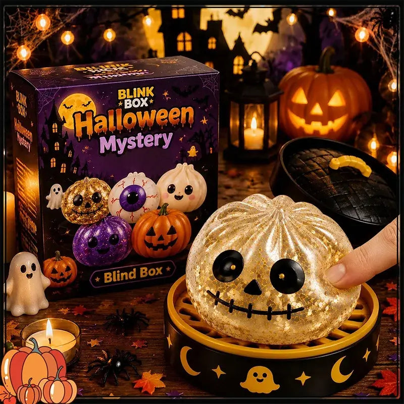🎃【¡Compra 1 y llévate 1 gratis!】2 unidades a 25 euros💀 Baozi Fantasma Squishy Anti-Estrés – Juguete de Halloween para Apretar, Aliviar la Ansiedad y Relajarse 🧘