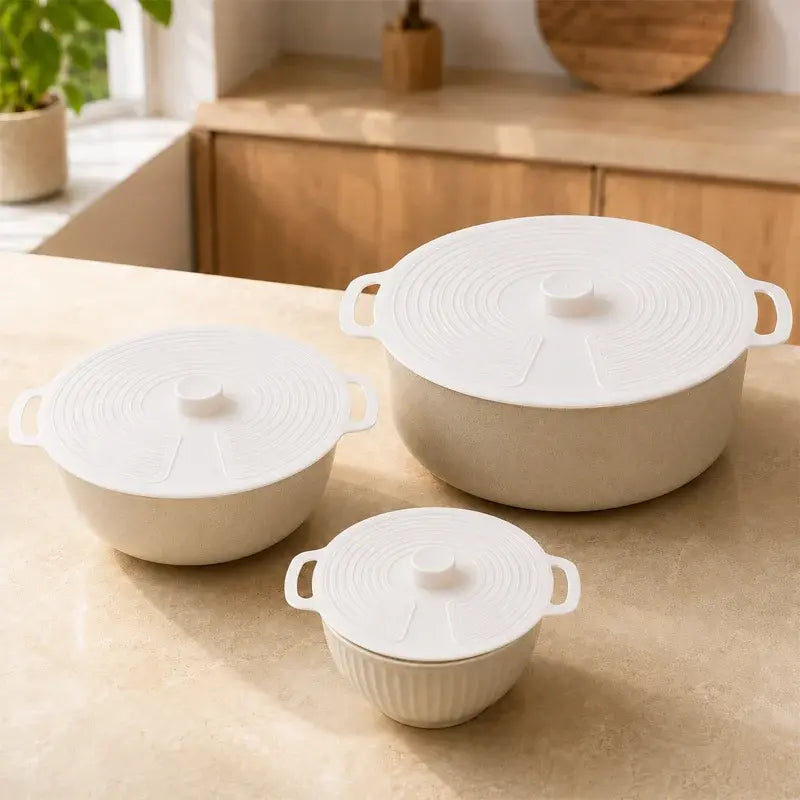 🥘【¡Compra 1 set y llévate otro set gratis!】✨ Tapas de Silicona Universales Reutilizables – Sellado Hermético para Ollas, Sartenes y Platos, Apto para Microondas y Lavavajillas 🧊