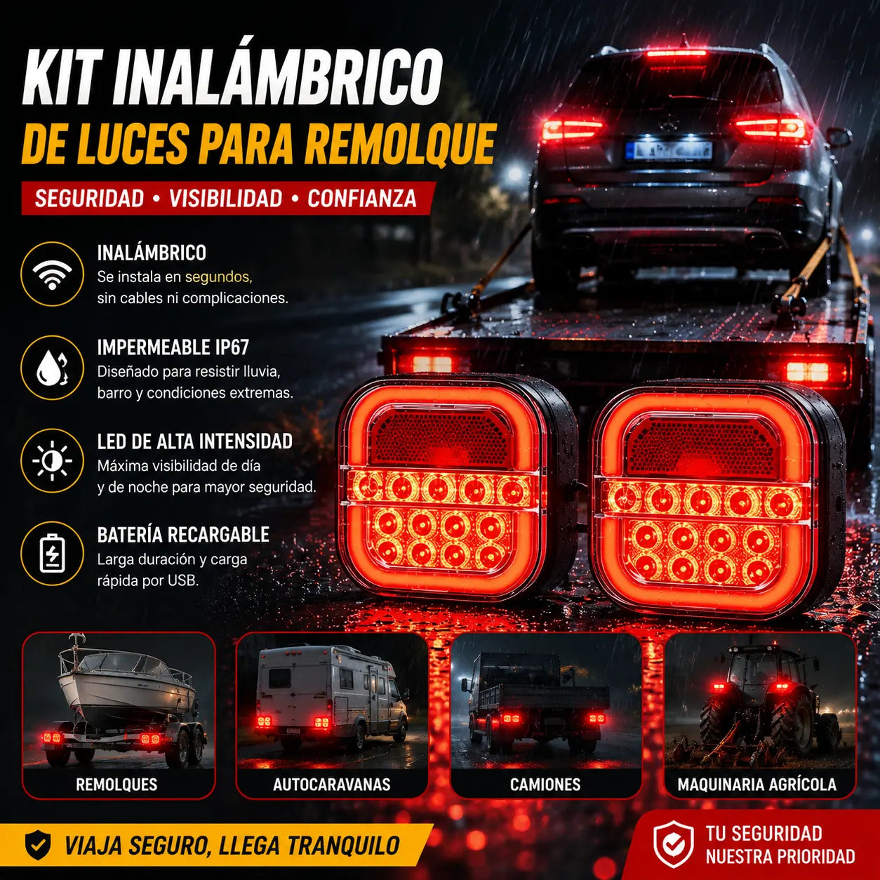 🚦【Universal 12V/24V】🚦 Luces LED para remolque de coche