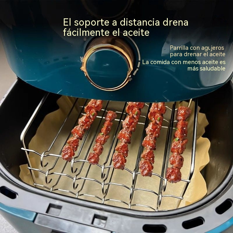 Parrilla de tres niveles, rejilla para freidora de aire de 30 pines, rejilla para asar al horno, acero inoxidable.