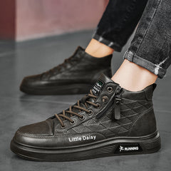 🔥【39-44】Zapatillas deportivas altas informales con cremallera lateral para hombre