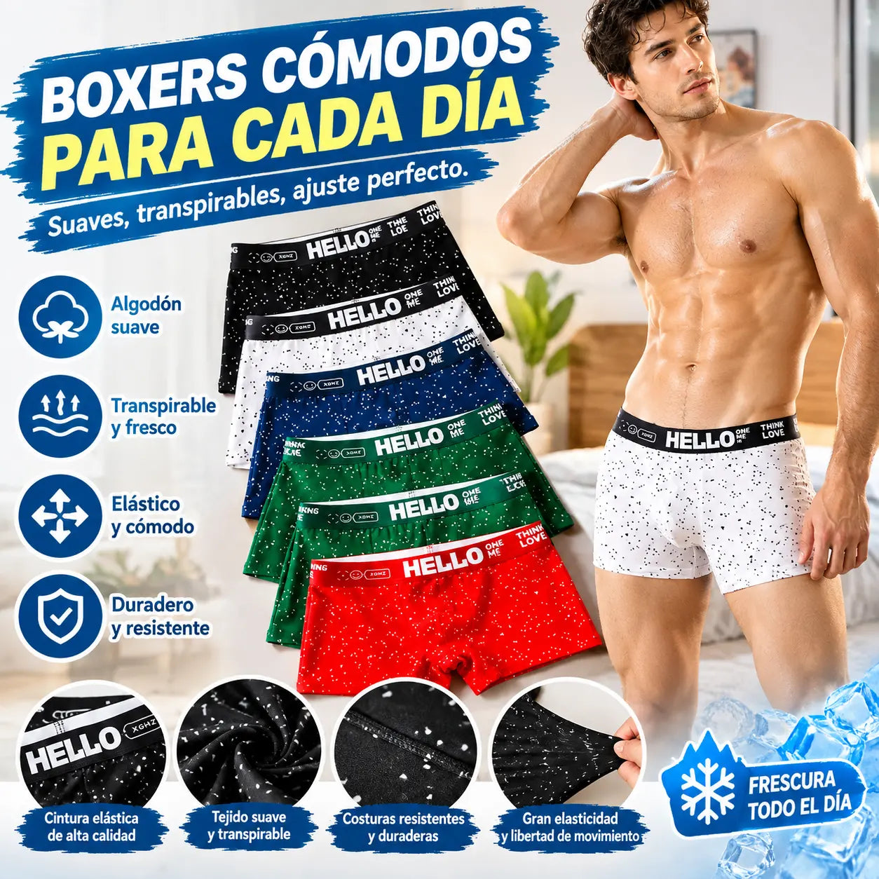 ⏳【Oferta limitada】🔥(5 paquetes) Nuevos bóxers de algodón para hombre