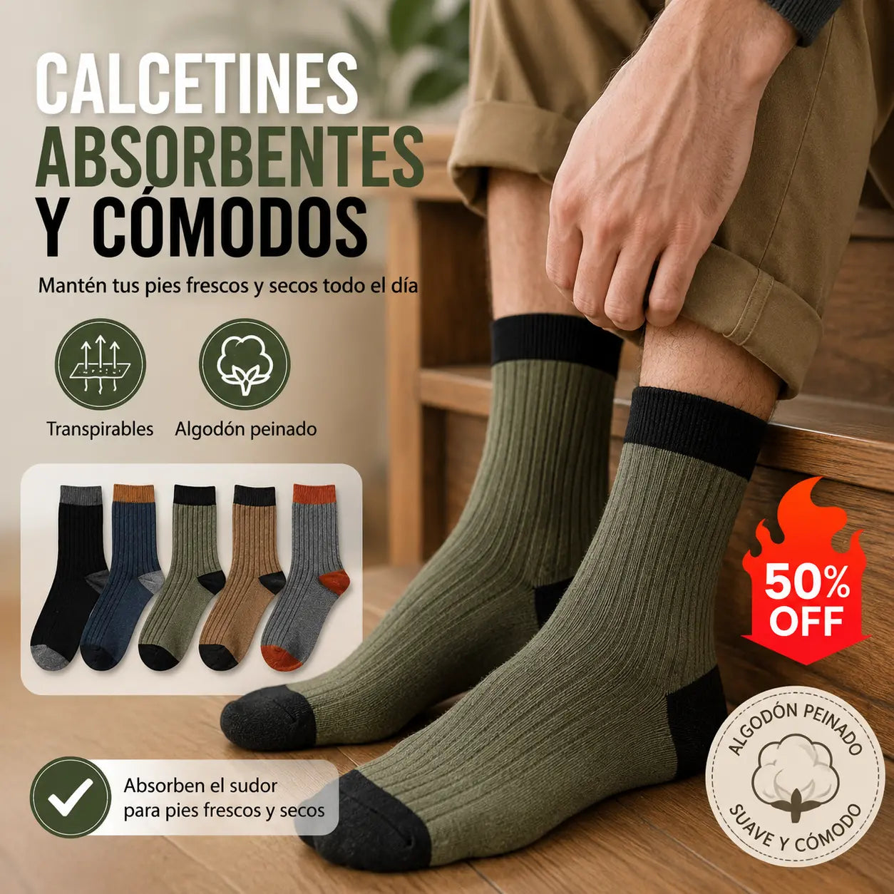 【10 pares】 Calcetines desodorantes cálidos absorbentes del sudor para hombre