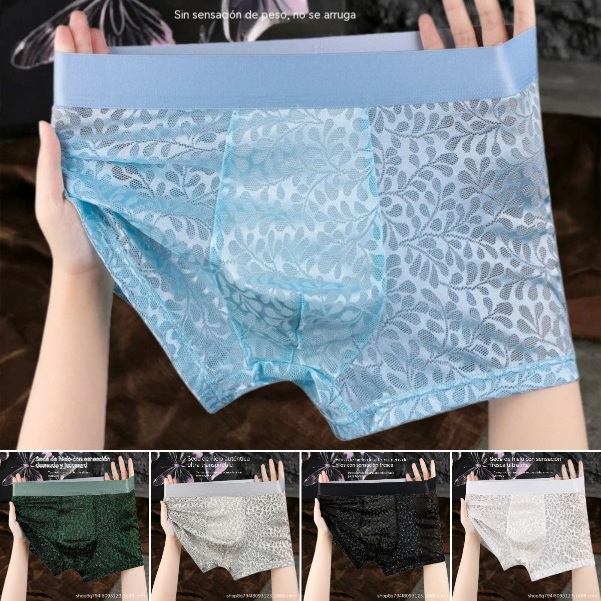🔥【5 piezas 】【L-4XL】Ropa interior de malla de seda helada para hombre, tallas grandes, transpirable.