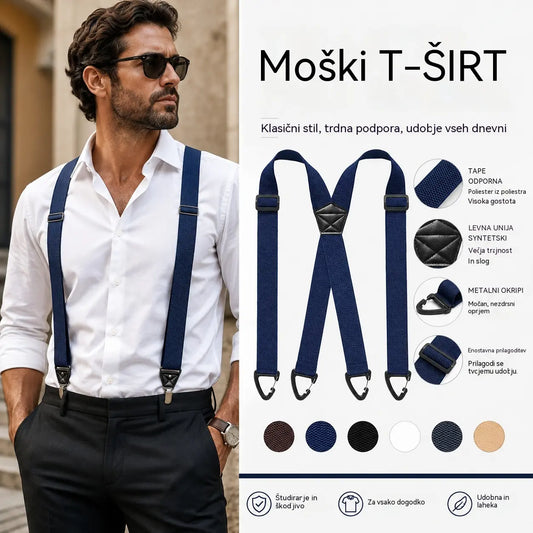 📢📢50% POPUST! 🧷Moški stezniki s prekrižanim hrbtom in sponkami🧷