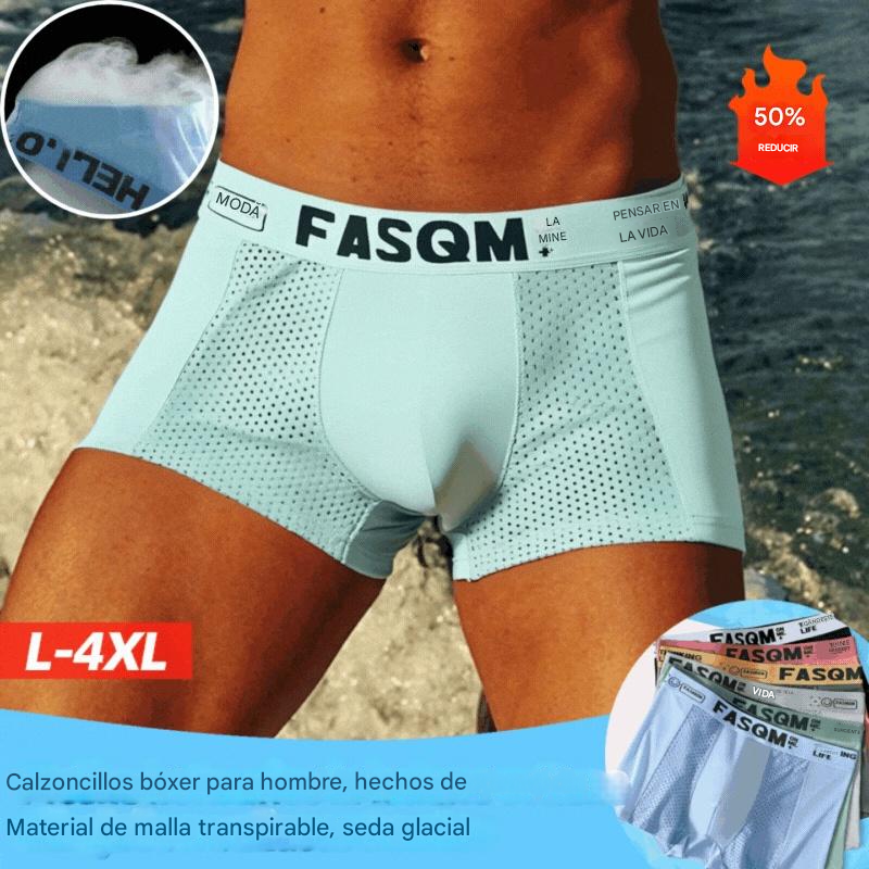 🔥【6 piezas - 6 colores】Calzoncillos bóxer para hombre hechos de material Air Mesh Ice Silk. Elásticos, cómodos y transpirables.